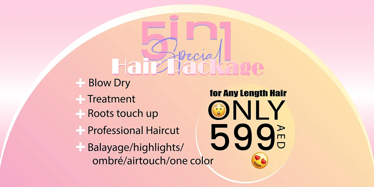Hairs Packages 5 in 1 promotion at ItsU Nails store in Dubai.